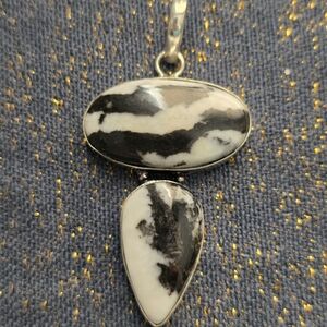 Sterling Silver Black and White Zebra Jasper Pendant